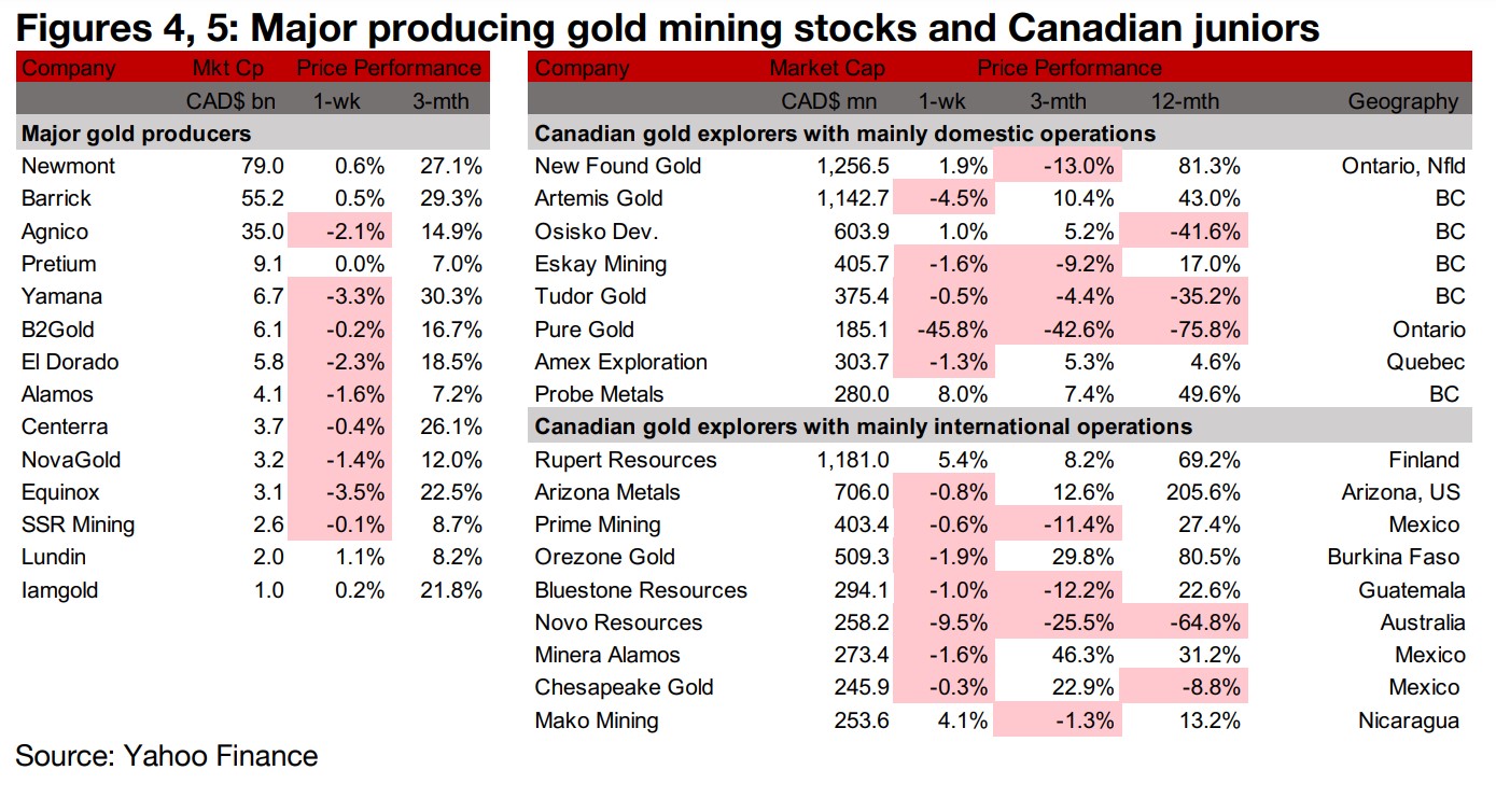 Canadian juniors decline, Pure Gold down on debt service issues