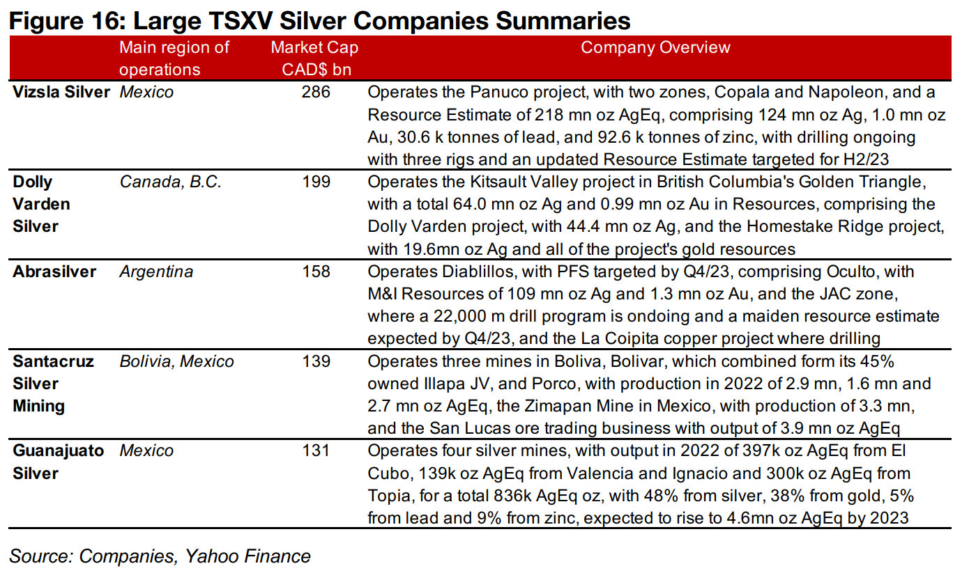 Truncated share price moves for larger TSXV silver so far in 2023 