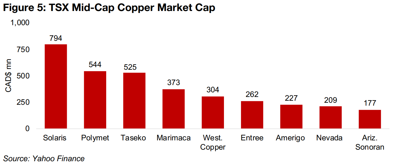 TSX mid-cap copper stocks mixed as metal price flat year-on-year