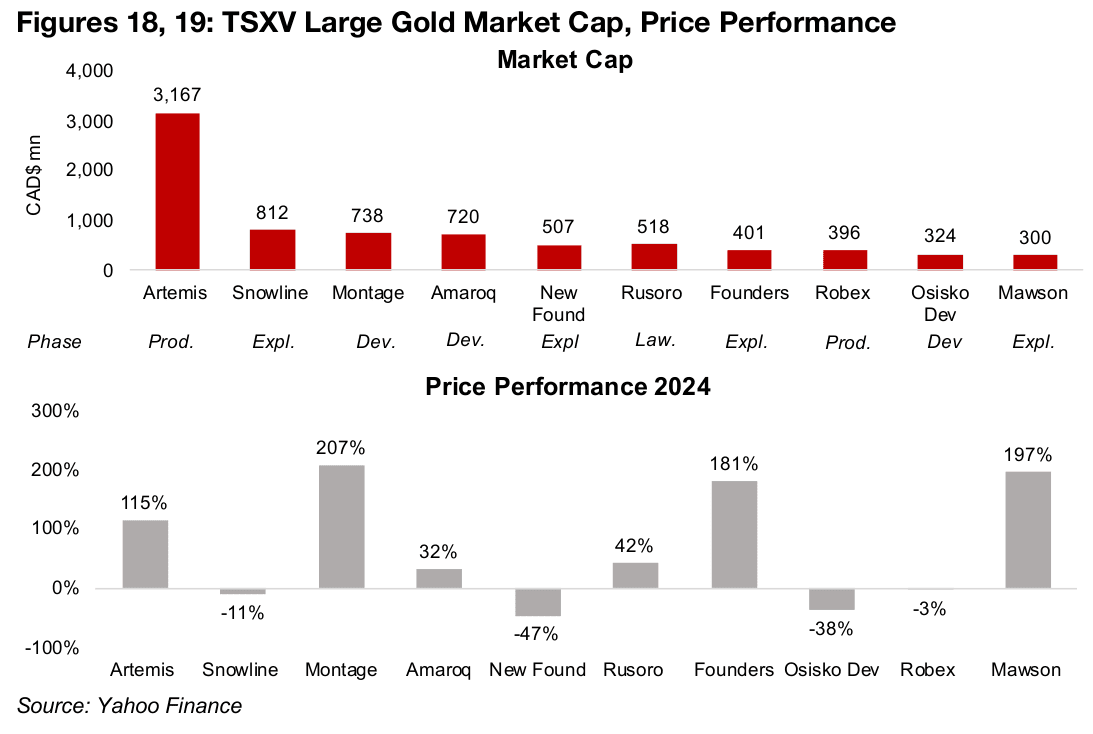 Large TSXV stocks driven mainly by company specific factors